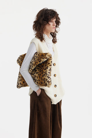 Wide-Leg Soft Corduroy Trousers Brown