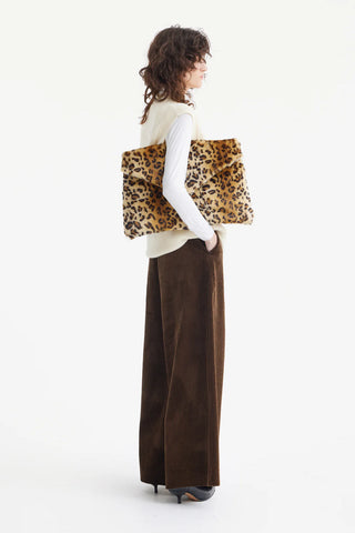 Wide-Leg Soft Corduroy Trousers Brown