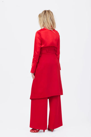 Bluză Elegantă din Satin Roșu Luxury