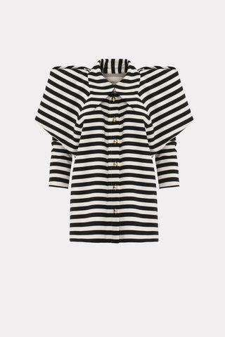 Work & Occasion - Structured Shoulder Blouse Black-White