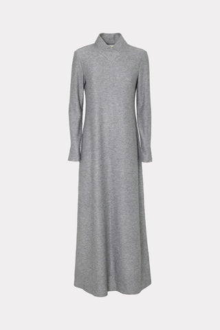 Textured Knit Floor-Length Long Sleeve Dress Grey
